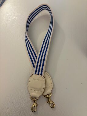 Clare V. Blue and Cream Woven Striped Detachable Bag Strap